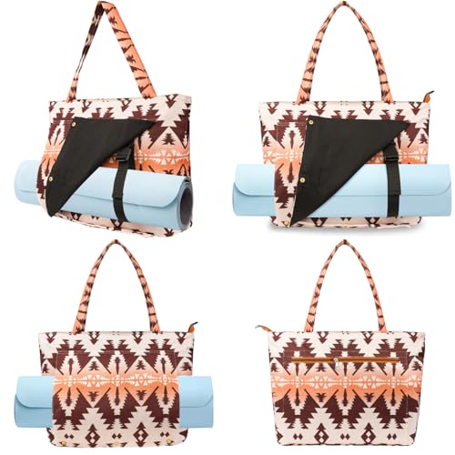 Yoga Mat Bag Yoga Bags and Carriers Fits All Your Stuff Yoga Tote Bag with Zipper Pocket Yoga Mat Carrier Pilates Bag Take in Out Mat Easily - color: Boho Camel