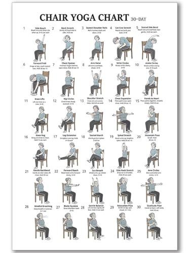 Chair Yoga Chart Poster Print Seated Exercises for Seniors and Beginners Canvas Wall Art Gym Yoga Room Living Room Bedroom Decor 12x18 Inch Unframed A - color: Unframed-A, size: 18"L x 12"W