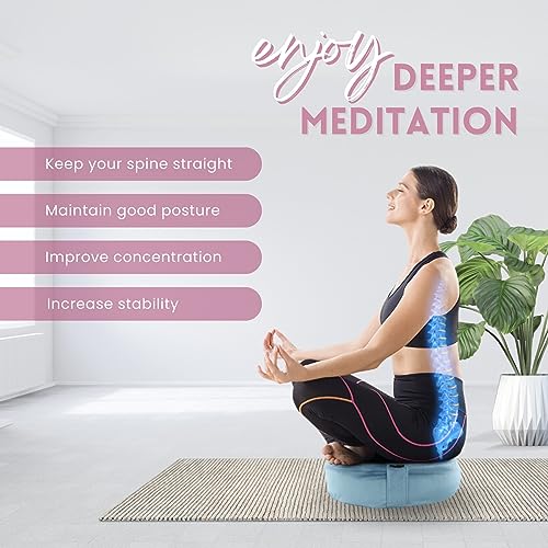 Yes4All Meditation Cushion, Floor Pillow Foam Zafu Buckwheat, Mandala Pattern Yoga Meditation Bolster Pillows, Floor Cushions - color: A. Sky Blue