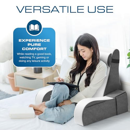 Kolbs Wedge Reading Pillow, Cushion with Arms for TV, Books, Nursing, Back - Bed Pillow for Sitting Up in Comfort, Plush Backrest Pillow. Sit Up in Comfort. (19" Wedge Reading - Grey) - size: 19" Wedge Reading - Grey