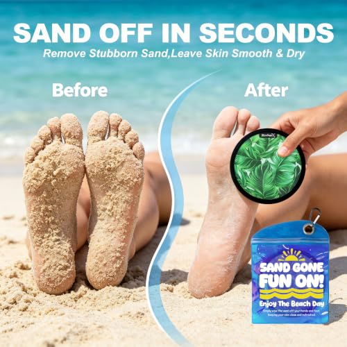 Sand Remover for Beach Towels - Soft Quick Clean Mitt for Kids & Adults | Removes Sand in Seconds,Gentle on Skin,Reusable & Washable,Beach Vacation Essential,Perfect for Beach, Pool & Camping - color: Green Leaves