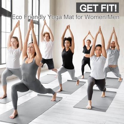 Funtery 3 mm Thin Yoga Mats Bulk, 68 x 24 in - color: Gray