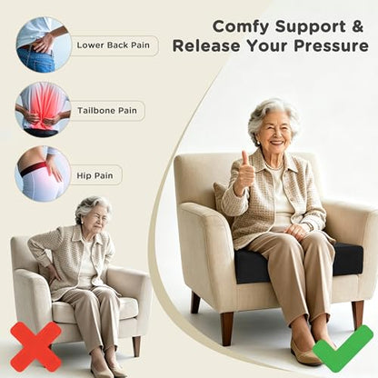 AddGrace High Density Recliner Cushion for Elderly 20x20in Black - color: Black