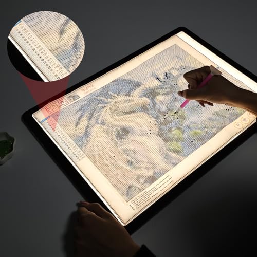 YINGWOND Rechargeable A3 Light Pad for Diamond Painting with 4000mAh Battery,Side Physical Buttons,Diamond Art Light Board,Magnetic Light Pad 13.4x18.2,LED Light Box for Tracing,Drawing,Weeding Vinyl - style: Rechargeable A3 Black