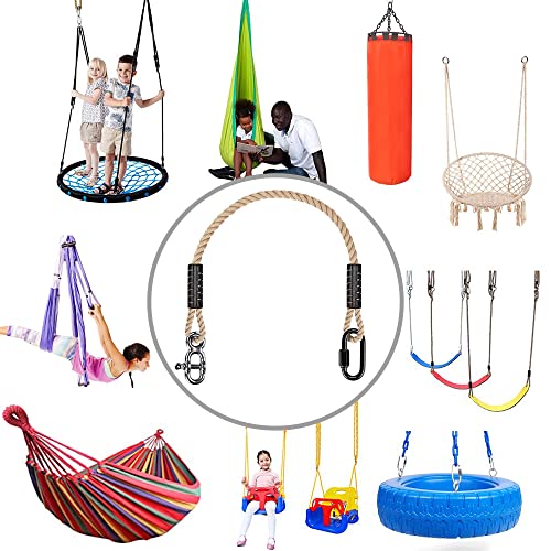 SELEWARE 6.5ft Tree Swing Rope, Adjustable Hammock Straps Hanging Kit - color: Beige-1 Pack, size: 6.5ft