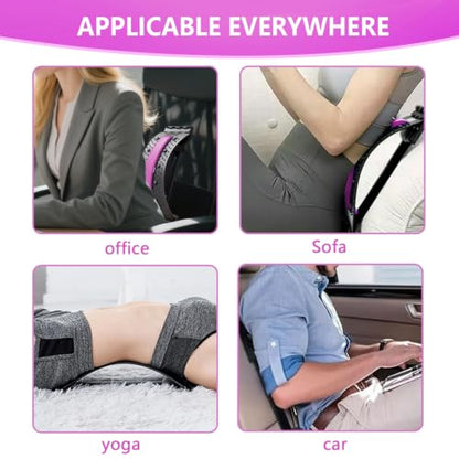 Back Stretcher - 4-Level Adjustable Lumbar Support Board & Back Cracker for Lower Back Pain Relief, Home Office Use (Pink) - color: Pink