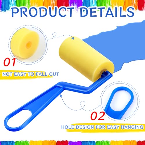 Tenceur 50 Pcs 3 Inch Foam Paint Rollers Painting Sponge Roller,Blue - color: Blue