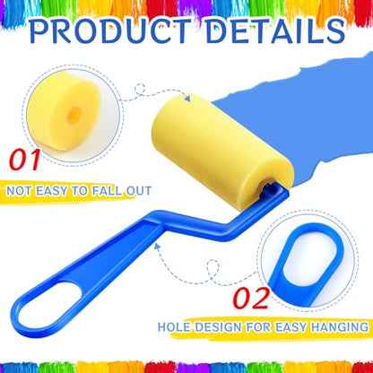Tenceur 50 Pcs 3 Inch Foam Paint Rollers Painting Sponge Roller,Blue - color: Blue