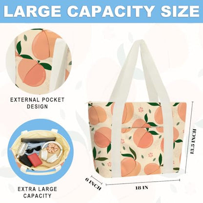 IAXIC Waterproof Tote Bag and Wet Bag Set, Summer Pattern Design for Beach Travel Gym Holiday Gifting - color: Peach
