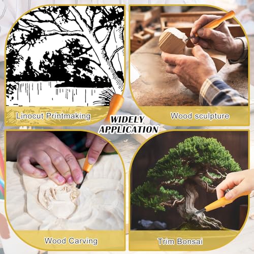 WILLBOND 5 Pcs Linoleum Carving Tool Set Wood Handle Linocut,Classic | V Shaped Chisel for Printmaking, Triangular Grip, Rubber Stamp Making, Block Cutting Kit, Woodcarving Projects - style: Classic