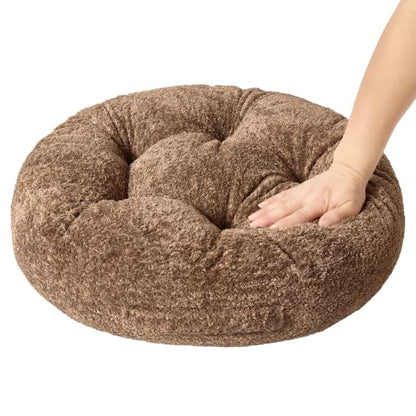 Floor Pillow, Large Meditation Sitting Cushion with Handle | for Tatami, Living Room, Yoga Use for Adults and Kids (1, Round, Brown, 22" x 22" x 6") - color: Round, Brown