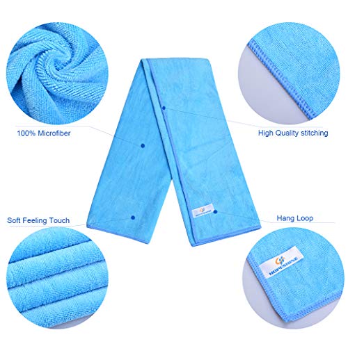 HOPESHINE Gyms Towels for Men & Women Microfiber Exercise Fitness Home Absorbent Sweat Yoga Towels Sports Towels Soft Fast Drying 16inch x32inch 3-Pack - color: Light Blue 3-pack