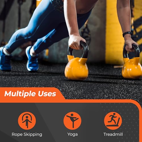 SUPERJARE 0.4'' Thick 36 Pcs 144 Sq Ft Rubber Top Exercise Equipment Mats, High Density EVA Foam Mats with Rubber Top, Interlocking Gym Flooring for Home Gym, Protective Workout Mat, Black/Grey - size: 36 Tiles (144 Sq Ft)