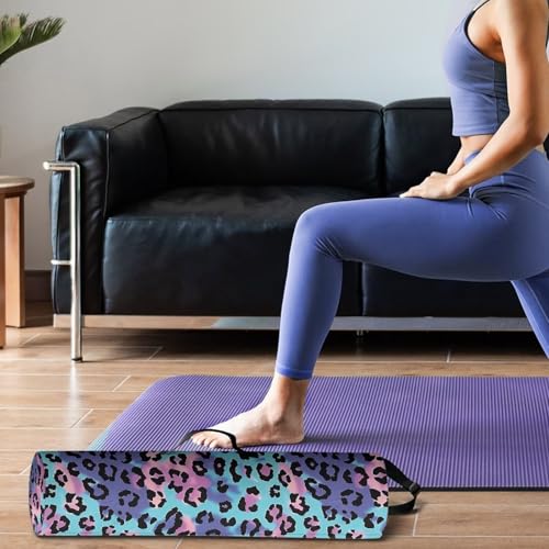 Yoga Mat Bag for Women & Men Full-Zip Yoga Mat Carrier Bag for Class Workout Park with Adjustable Strap - color: Blue Purple Leopard