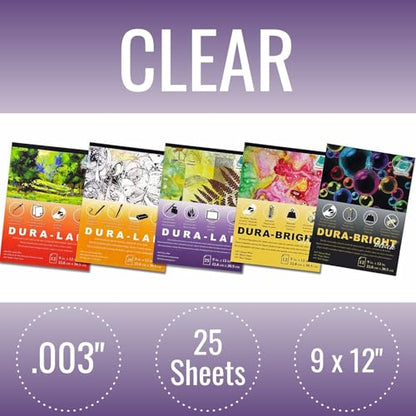 Grafix Dura-Lar Film, .003 in, Ultra Clear Glossy, 9 x 12 in, Pad - size: 9"x12"x0.003", style: Clear, Pad of 25 Sheets