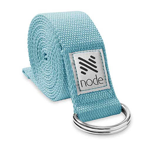 7-1/2' Yoga Strap for Stretching, Woven Cotton Blend Yoga Strap with Adjustable D-Ring Buckle for Exercise, Therapy and Fitness - color: Turquoise
