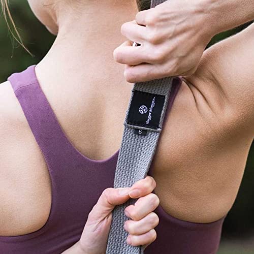 Hugger Mugger Cinch Cotton Yoga Strap - Super Strong Cotton, Quiet Cinch-Style Buckle, Long Length Great for Taller People - color: Grey, size: 8 ft.