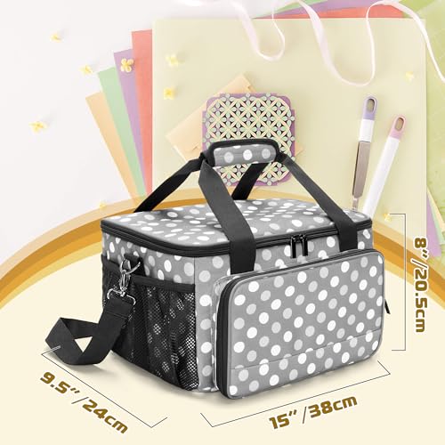 LUXJA Craft Carrying Case Compatible with Cricut Joy Xtra, Polka Dots | Multi Compartment Storage Bag Holds 8.5 x 12 Inch Cutting Mat & Craft Accessories - color: Polka Dots
