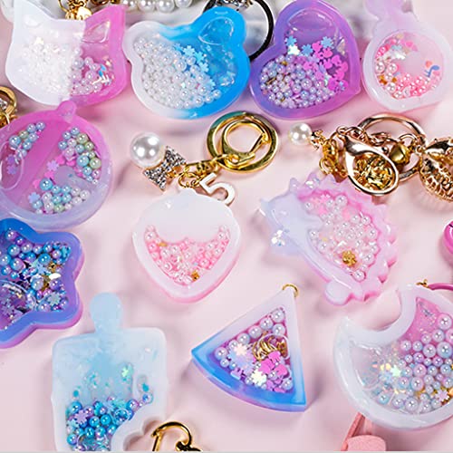 9Pcs Resin Shaker Molds,Kawaii Quicksand Epoxy Casting Mold,Cat Animal Silicone Mold with 3 Sheets Film DIY Pendant Jewelry Decoration Craft