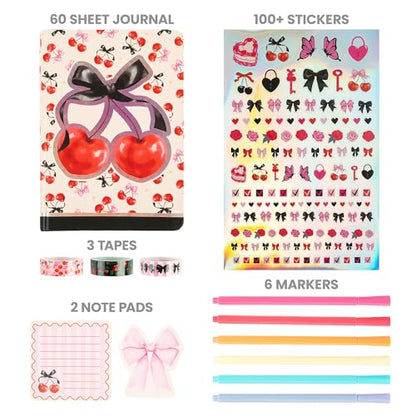 Fashion Angels Cherry Cute Graphic Journaling Kit | DIY Stationery & Writing Set with Journal, Notepads & More, Creative Arts & Crafts Gift for Ages 8+ - style: Cherry Cute