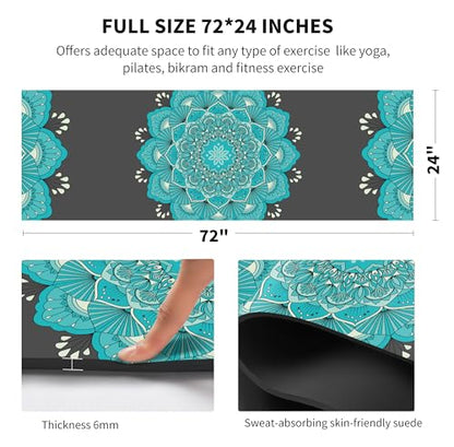 nuveti Yoga Mat Print Extra Thick TPE Non Slip Fitness Exercise Mat with Carrying Bag,72"x24" Extra Thick 6MM Exercise & Workout Mat for Yoga, Pilates Fitness and Floor Exercises - color: MX