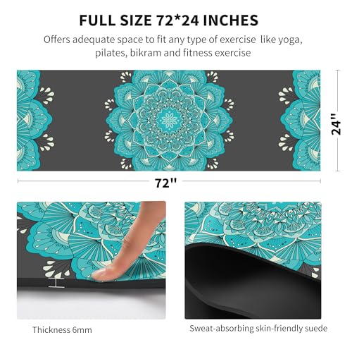 nuveti Yoga Mat Print Extra Thick TPE Non Slip Fitness Exercise Mat with Carrying Bag,72"x24" Extra Thick 6MM Exercise & Workout Mat for Yoga, Pilates Fitness and Floor Exercises - color: MX