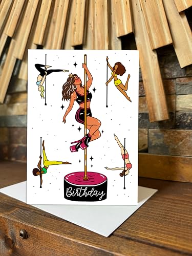 Fun Birthday Card for Pole Dance Enthusiasts - style: Pole Dance