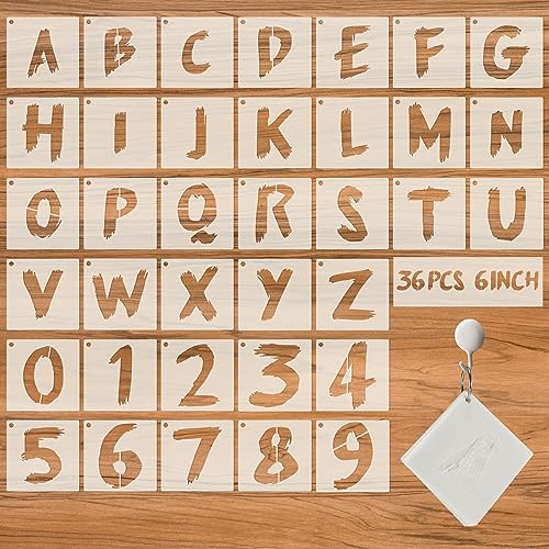 36Pcs Letter Stencils, Reusable Numbers & Alphabet Stencils, 6 inch,Cursive | Reusable, Numbers & Alphabet, For Painting on Wood, Wall, Fabric, Rock, Chalkboard, Signage, Spray Painting Compatible - size: 6 IN