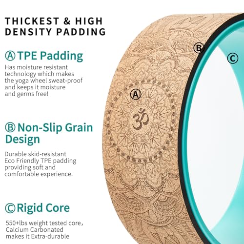 Cork Roller, Yoga Wheel, Upgraded Back Wheels for Pain Relief & Stretching - style: CORK
