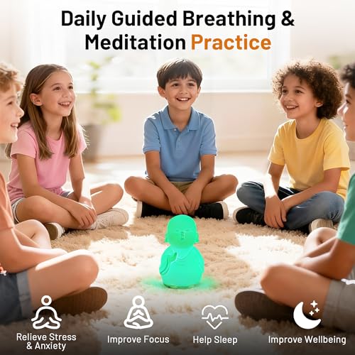 Guided Visual Meditation Tool, Mindfulness Breathing Light with Sound, Stress & Anxiety Relief Items, Relaxing Self Care Gift for Kids, Adults, Women, Men