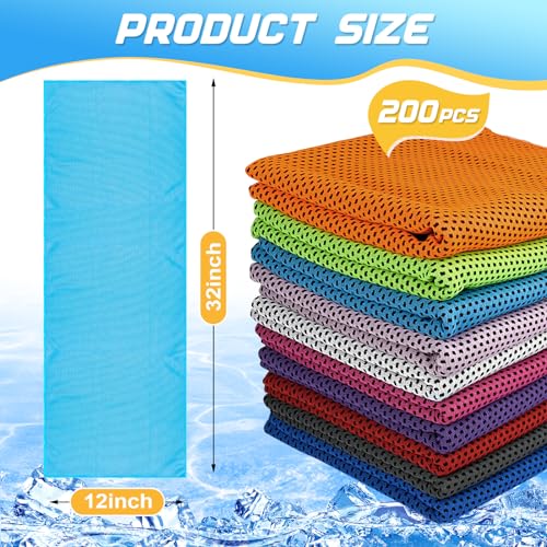 MENOLY 200 Packs Cooling Towels Bulk, Cooling Towels for Neck and Face, Gym Towels Soft and Breathable Sweat Rags for Sports, Yoga, Hiking, Camping, Running, Fitness, Workout - size: 200 Pack (Multicolor)