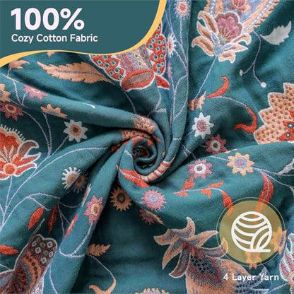 Floral Twin Fall Throw Blanket, White, 60"x80" - color: Cashews, size: 60''x80''