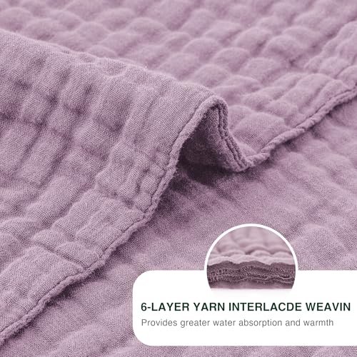 Love's cabin 100% Cotton Muslin Blanket, 6 Layer Lightweight Breathable Gauze Throw Blanket 50 x 60 Inches, Soft All Season Blanket for Couch, Bed, Sofa, Lavender - color: Lavender, size: Throw(50"x60")