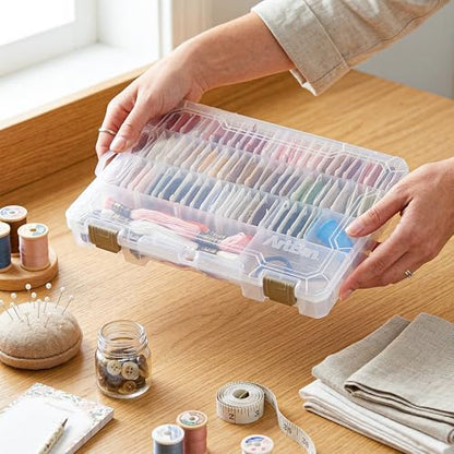 ArtBin Floss Finder Box: Clear Sewing Organizer with 6 Compartments, 12 Dividers, Durable - Perfect for Embroidery Floss and Small Sewing Supplies Storage | 6 Compartments, 12 Dividers, 10.75 x 7.375 x 1.75 Inches, For Embroidery Floss and Small Supplies,