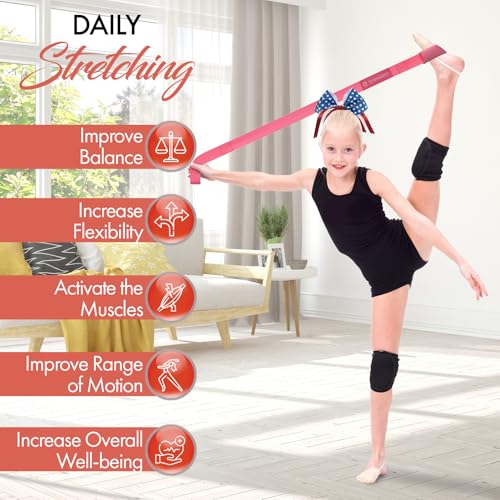 Cheer Stretching Strap for Flexibility Training and Stunt Practice | Durable Stretch Band to Improve Flexibility and Range of Motion, Essential Accessory for Cheerleaders - color: Pink