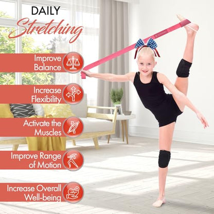 Cheer Stretching Strap for Flexibility Training and Stunt Practice | Durable Stretch Band to Improve Flexibility and Range of Motion, Essential Accessory for Cheerleaders - color: Pink