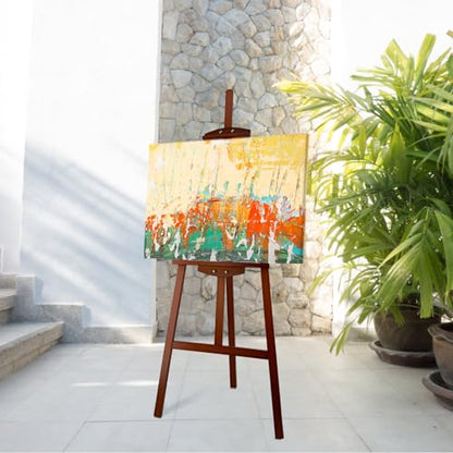 Adjustable Walnut Pine Wooden Painting Easel, Art Easel Stand | A-Frame Easel Hold up to 43'' Painting Canvas for Wedding Sign and Poster, Drawing for Adults, Begginners and Students - color: Walnut