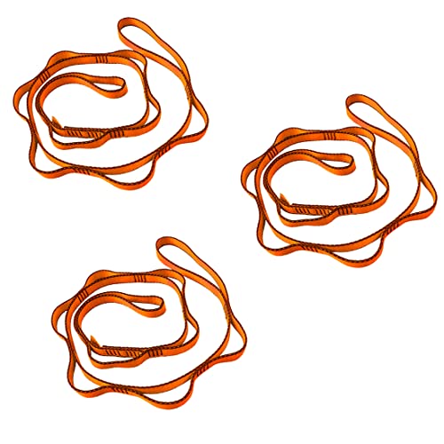 53 Inches Nylon Daisy Chains Rope Climbing Lanyard Straps Looped Strong Slings 23 kN Aerial Yoga Webbing - color: 3PCS Orange
