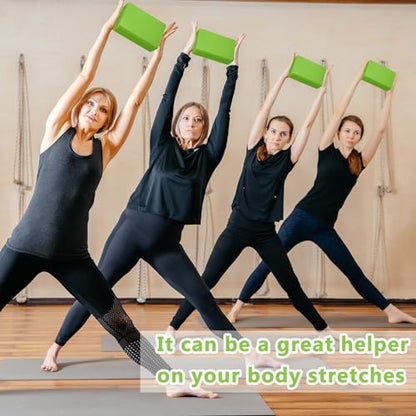 Honoson 20 Pcs Yoga Blocks Bulk 9''x6''x3'' High Density EVA Foam Blocks for Exercise Pilates Meditation, Lightweight Non-slip Surface, Improve Strength Balance Flexibility - color: Green