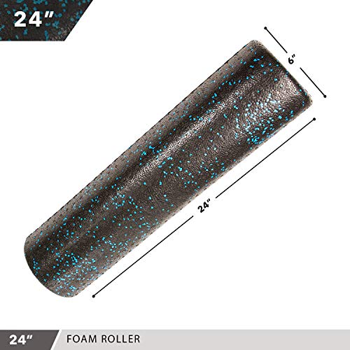 High-Density Foam Roller - color: Blue Speckled, size: 24"