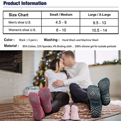 Hylaea Unisex Non Slip Socks with Grip for Yoga, Hospital, Pilates, Barre | Ankle, Cushioned - color: 1. Dark Green Dark Grey Coffee (3 Pairs), size: Large-X-Large