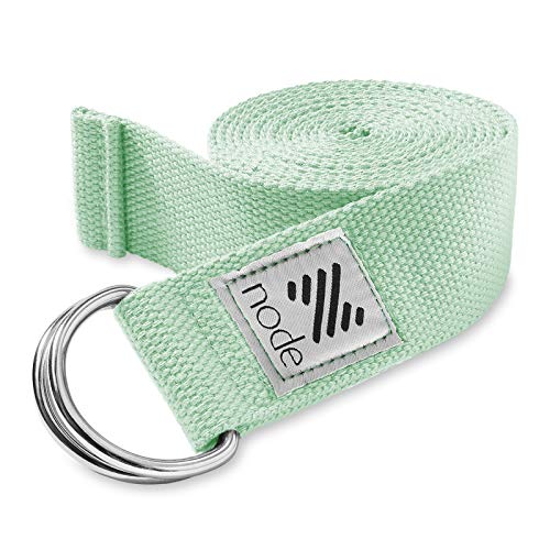 7-1/2' Yoga Strap for Stretching, Woven Cotton Blend Yoga Strap with Adjustable D-Ring Buckle for Exercise, Therapy and Fitness - color: Mint