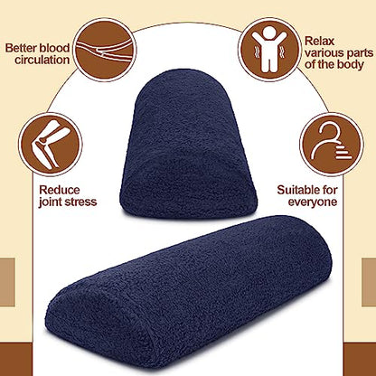 Sintuff Recliner Leg Rest Cushion Sofa Footrest Pillow with Cover Half Moon Bolster Pillow Under Knee Pillow for Sleeping On Back Alleviating Pain, 19.7 x 8 x 3.5 Inch (Dark Blue, 1 Pcs) - color: Dark Blue