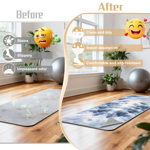 Yoga Mat Towel, Hot Yoga Towel High-Definition Pattern, Machine Washable with Ultra-Absorbent Yoga Towels for Hot Yoga Non Slip for Fitness, Exercise, Pilates, 72 x 27 in, Mountain - color: Mountain