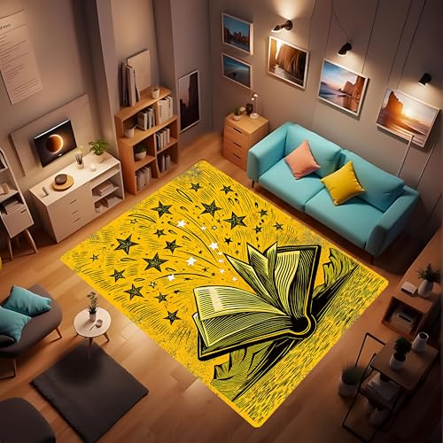 LUCKY&DONG Books and Stars Non Slip Area Rug for Living Dinning Room Bedroom Kitchen Hallway Office Modern Home Decorative 2'x3' - color: Book 3, size: 2'x3'