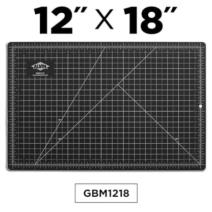 ALVIN GBM Self-Healing Cutting Mat 12 x 18 inch | Double-Sided Green/Black | 5-Layer Gridded Surface for Arts, Crafts and Sewing - Model GBM1218 - size: 18"L x 12"W