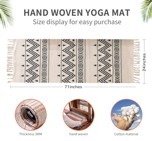Cifupy Handmade Organic Yoga Mat made with Organic Cotton Yoga Mat - Non Slip Hand-Woven Foldable Yoga Rug Provides Excellent Comfort, Traction & Support for Indoor & Outdoor Use - 24 x 72 Inches - color: 100% Organic - HeiLang