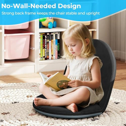 2Pcs Floor Chair with Adjustable Back Support for Kids and Adults - color: Black-2 Pcs