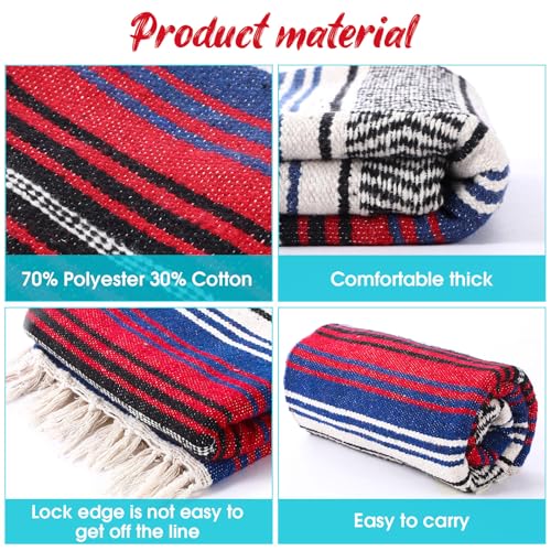 Oudain Mexican Blanket Woven Authentic Falsa Throw 45 x 70 Inch – Authentic Baja Serape Saddle Blanket Outdoor for Restorative Yoga, Beach, Picnic, Couch, Car Travel(Sunset Fiesta) - color: Sunset Fiesta