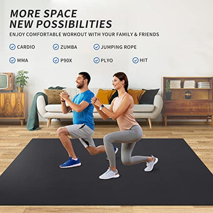 MRO Extra Large Exercise Mat 8'x4.5'/7'x4.5'/6'x4.5'(7mm) - color: Black, size: 7*4.5 FT